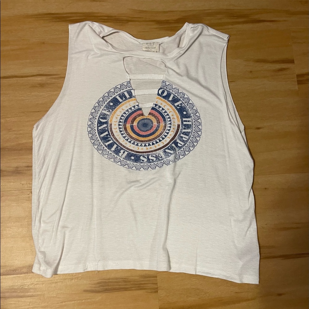 White cut out tank top